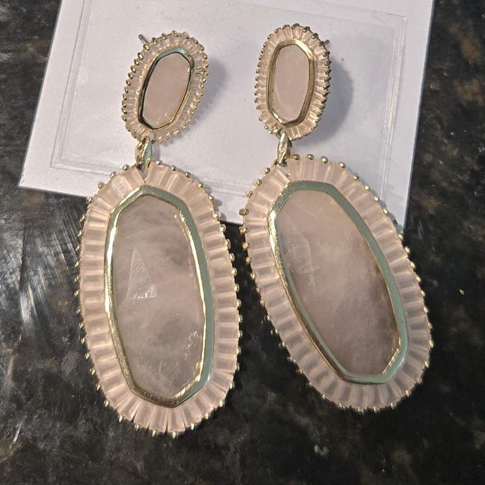 Elegant Gold and Pink Dangle Earrings